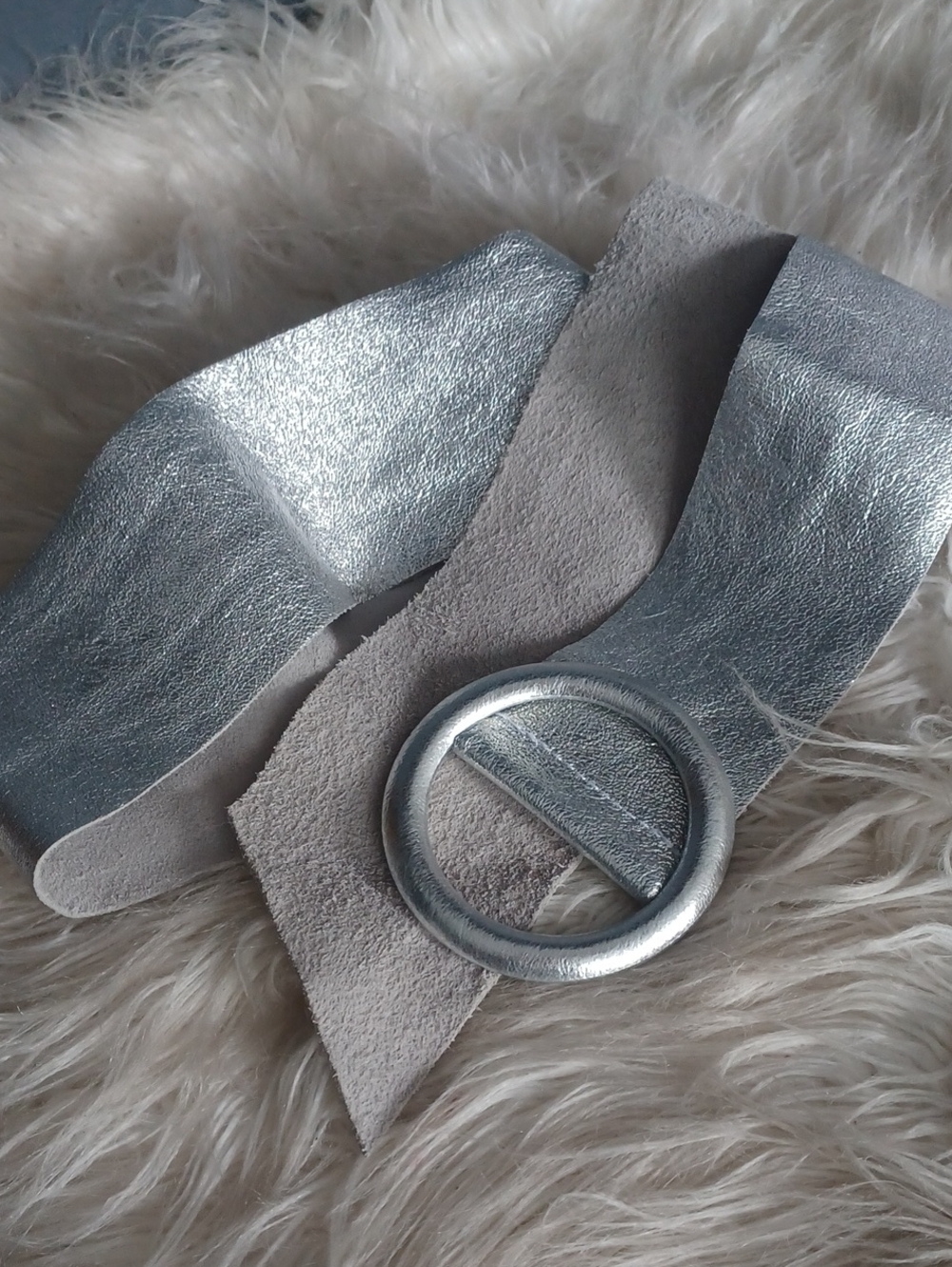 Vera Pelle Silver Leather Italian Belt